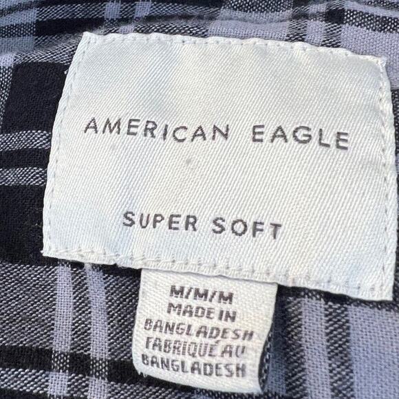 American Eagle Mens Flannel Medium Weight Size Medium Super Soft Button Up - Picture 6 of 7